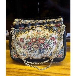 Tapestry Vintage Walborg Petit Point Purse Made in Hong Kong Clutch Shoulder Bag